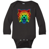 Angry Wolf Headphone Colorful Long Sleeve Baby Bodysuit | Artistshot