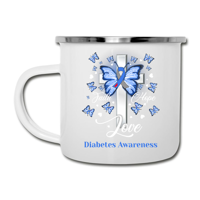 Diabetes Diabetic Butterfly Cross Faith Hope Love 2 Diabetes Awareness Camper Cup by golferu | Artistshot