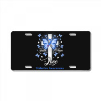 Diabetes Diabetic Butterfly Cross Faith Hope Love 2 Diabetes Awareness License Plate | Artistshot