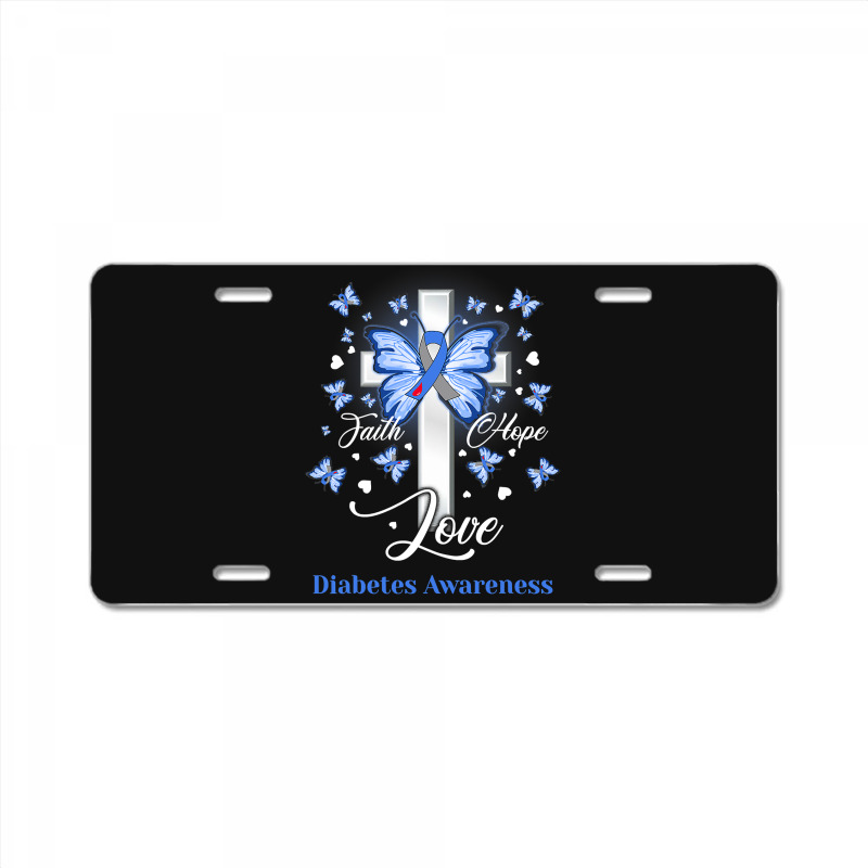 Diabetes Diabetic Butterfly Cross Faith Hope Love 2 Diabetes Awareness License Plate by golferu | Artistshot