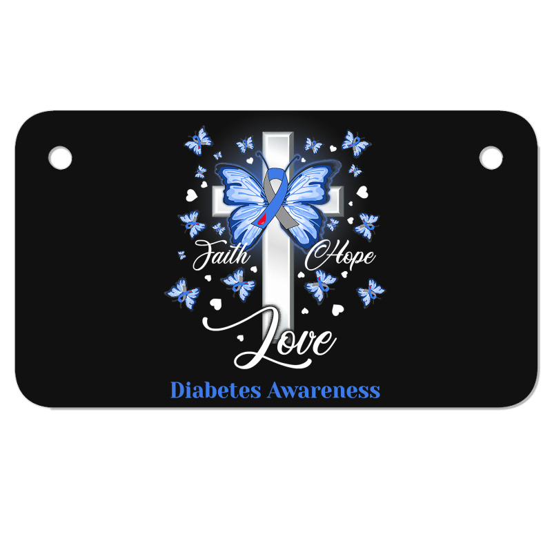 Diabetes Diabetic Butterfly Cross Faith Hope Love 2 Diabetes Awareness Motorcycle License Plate by golferu | Artistshot