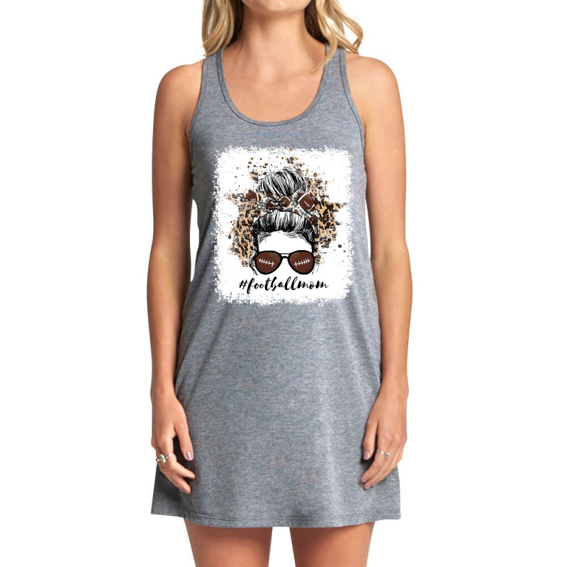 Football Mom Life Player With Leopard And Messy Bun Bleached 17 Tank Dress by permad | Artistshot