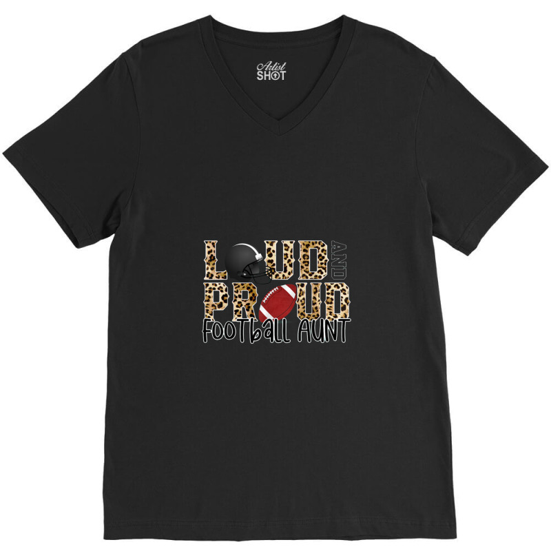 Loud And Proud Football Aunt Leopard Print Pattern V-neck Tee | Artistshot