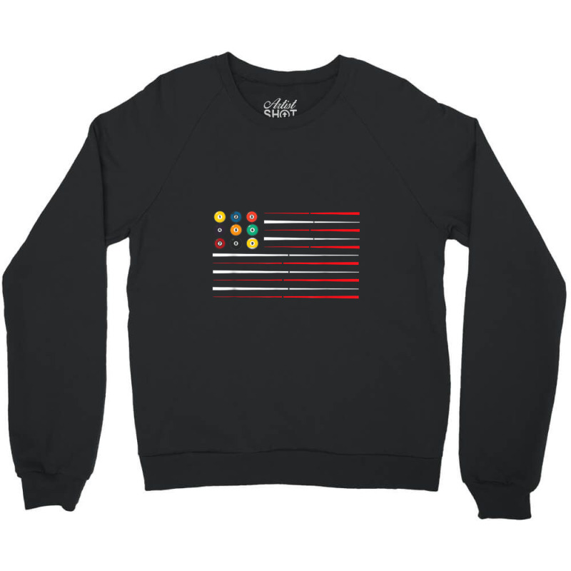 Billiards American Flag Cue Pool Balls Billiard Player Crewneck Sweatshirt | Artistshot