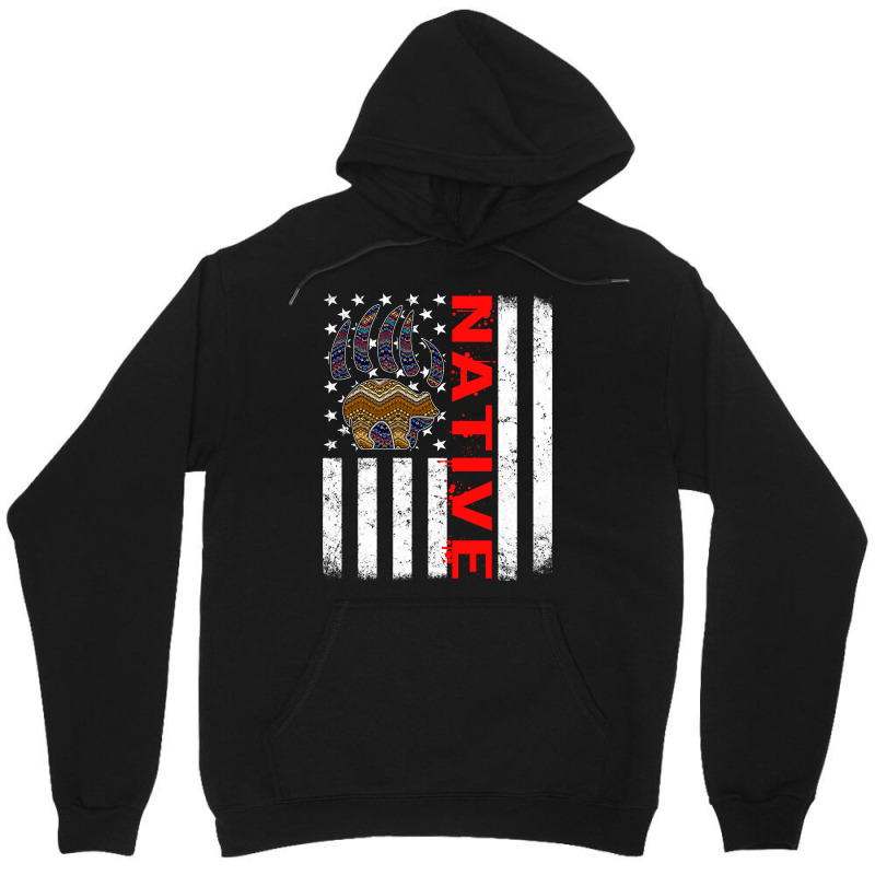 Bear Indigenous Peoples Day Indian Native American Usa Flag Bear Paw F Unisex Hoodie by permad | Artistshot