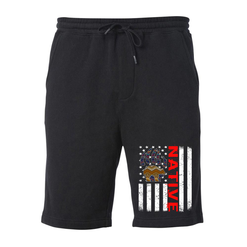 Bear Indigenous Peoples Day Indian Native American Usa Flag Bear Paw F Fleece Short by permad | Artistshot