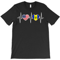 Barbados Usa Shirt Heartbeat America Barbadian Flag Bajan T Shirt T-shirt | Artistshot