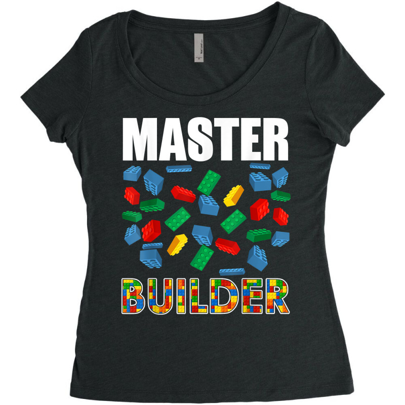 Boys Master Builder Funny Brick Building Blocks Toddler Men T Shirt Women's Triblend Scoop T-shirt by tandonwelters | Artistshot