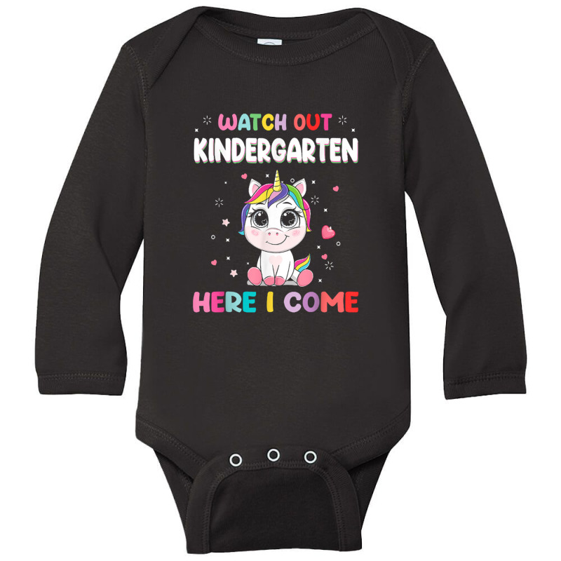 Watch Out Kindergarten Here I Come Unicorn Back To School Long Sleeve Baby Bodysuit by saterseim | Artistshot