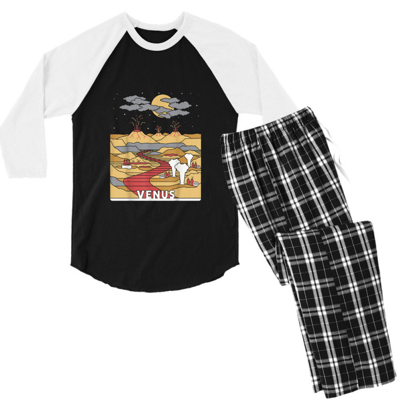 Vintage Retro Venus National Park   Visit Venus Linear Art Men's 3/4 Sleeve Pajama Set by saterseim | Artistshot