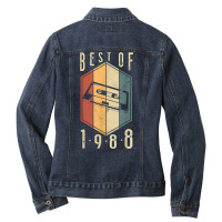 Best Of 1988 34 Year Old Gifts Cassette Tape 34th Birthday T Shirt Ladies Denim Jacket | Artistshot