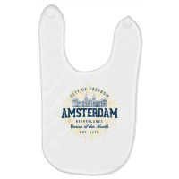 Netherlands Vacation Souvenir Vintage Amsterdam T Shirt Baby Bibs | Artistshot