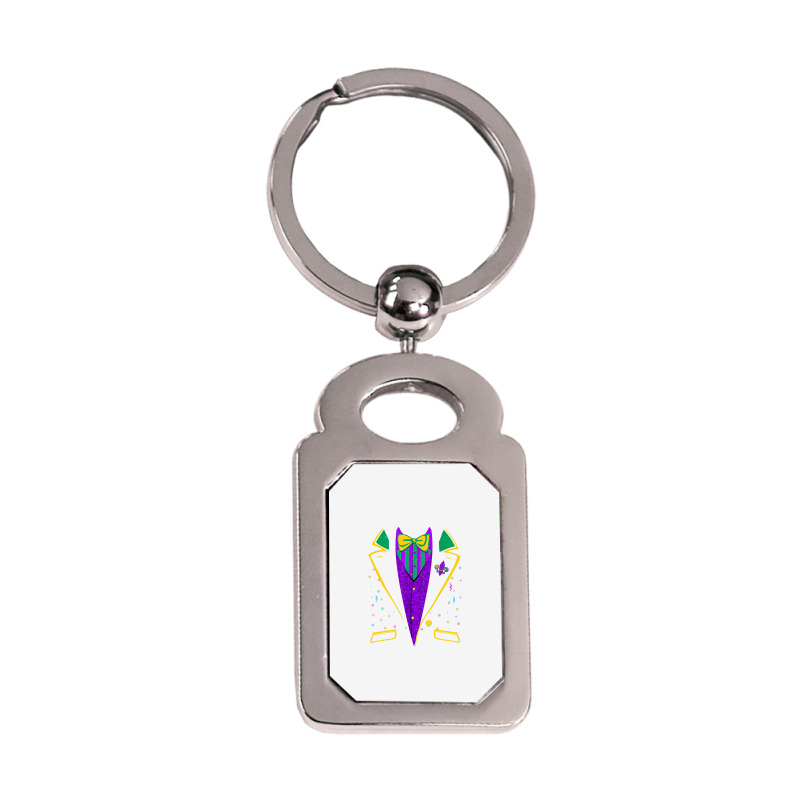 Mardi Gras Tuxedo Costume  Carnival Parade Design Silver Rectangle Keychain | Artistshot