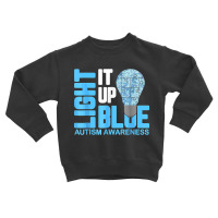 Light It Up Blue Autism Awareness Puzzle Piece Ribbon Toddler Sweatshirt | Artistshot