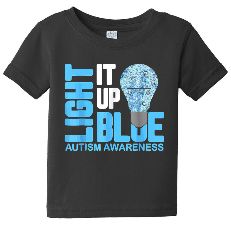 Light It Up Blue Autism Awareness Puzzle Piece Ribbon Baby Tee by difarinasool | Artistshot