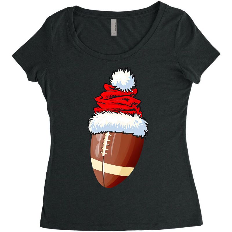 Football Football Ball Santa Hat Christmas Funny Sport Xmas Boys Men 3 Women's Triblend Scoop T-shirt by hopelessoon | Artistshot