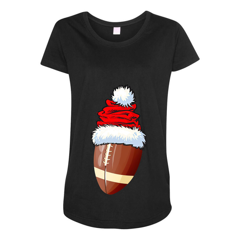 Football Football Ball Santa Hat Christmas Funny Sport Xmas Boys Men 3 Maternity Scoop Neck T-shirt by hopelessoon | Artistshot