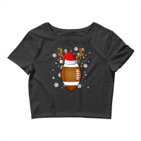 Football Funny Football Ball Santa Hat Reindeer Christmas Lights Boys Crop Top | Artistshot