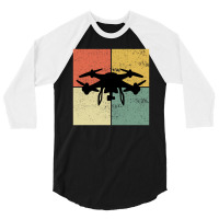 Fpv Drone Racing Quadcopters Rc Pilot Aerial Sports Vintage Retro 3/4 Sleeve Shirt | Artistshot