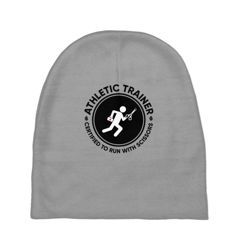 Athletic Trainer Certified To Run With Scissors Baby Beanies | Artistshot