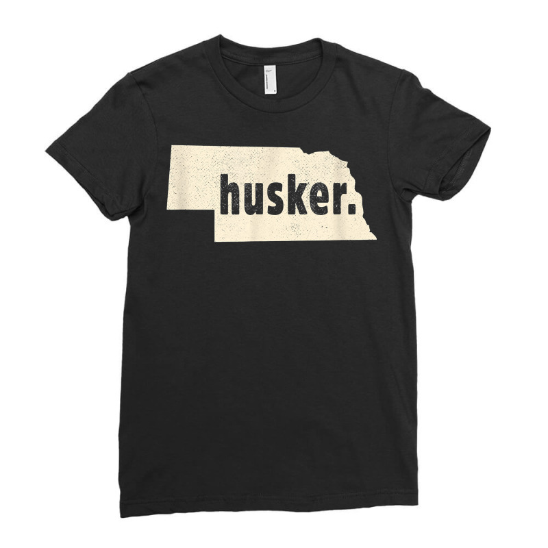 Nebraska State Nickname Husker [distressed] T Shirt Ladies Fitted T-Shirt by manviwadlington | Artistshot