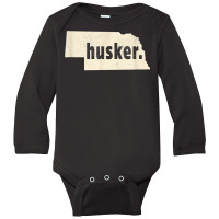 Nebraska State Nickname Husker [distressed] T Shirt Long Sleeve Baby Bodysuit | Artistshot