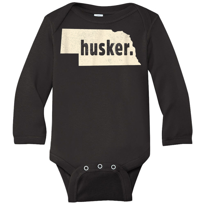 Nebraska State Nickname Husker [distressed] T Shirt Long Sleeve Baby Bodysuit by manviwadlington | Artistshot