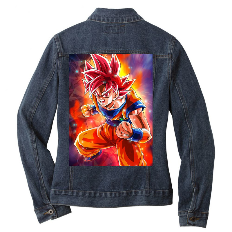 Goku Anime Ladies Denim Jacket by fishd47 | Artistshot