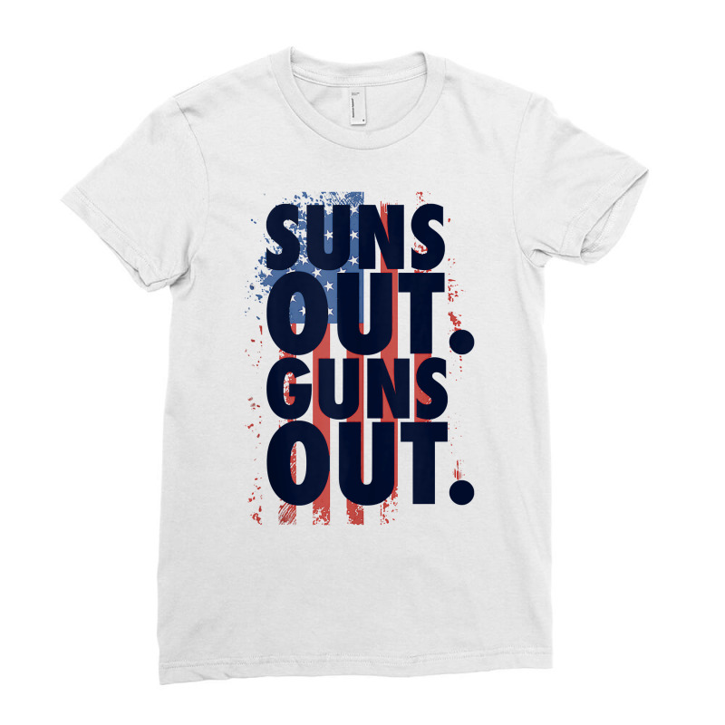 Suns Out Guns Out Tank Top Men Women 4th Of July Usa Flag Tank Top Ladies Fitted T-Shirt by tandonwelters | Artistshot