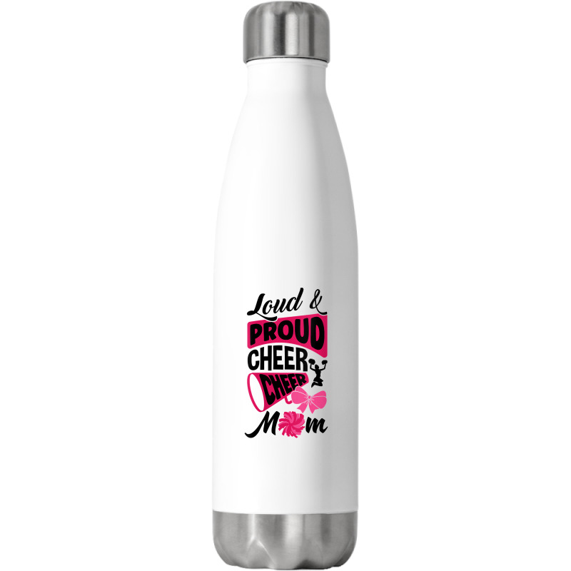 Womens Loud And Proud Cheer Cheer Mom Cheerleading Cheerleader V Neck Stainless Steel Water Bottle | Artistshot