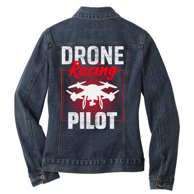 Fpv Drone Racing Quadcopters Rc Pilot Aerial Sports Ladies Denim Jacket by Tasteful Tees | Artistshot