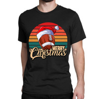 American Football Vintage Merry Christmas Football With Santa Hat 2 Classic T-shirt | Artistshot