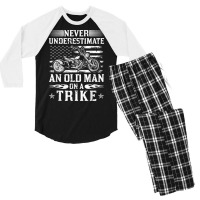 Never Underestimate An Old Man On A Trike Motorcycle T Shirt Men's 3/4 Sleeve Pajama Set | Artistshot