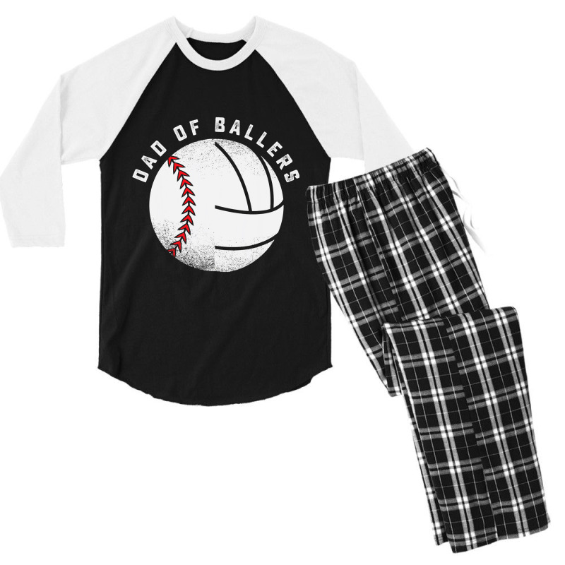 Dad Of Ballers Father Son Volleyball Baseball Player Coach T Shirt Men's 3/4 Sleeve Pajama Set | Artistshot