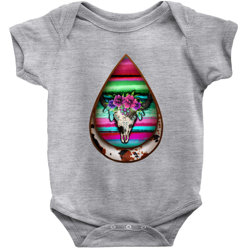 Serape Bullskull Teardrop Earrings Baby Bodysuit by Jasminsmagicworld | Artistshot