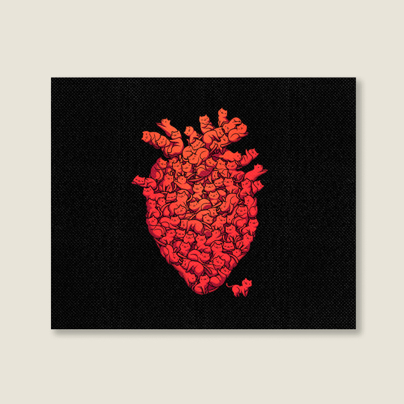 I Love Cat Heart Landscape Canvas Print | Artistshot