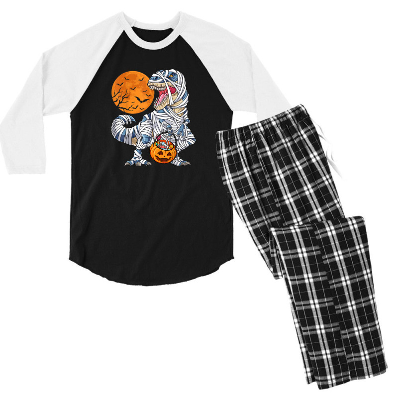 Halloween Shirts For Boys Kids Dinosaur T Rex Mummy Pumpkin T Shirt Men's 3/4 Sleeve Pajama Set by huongnguyen | Artistshot