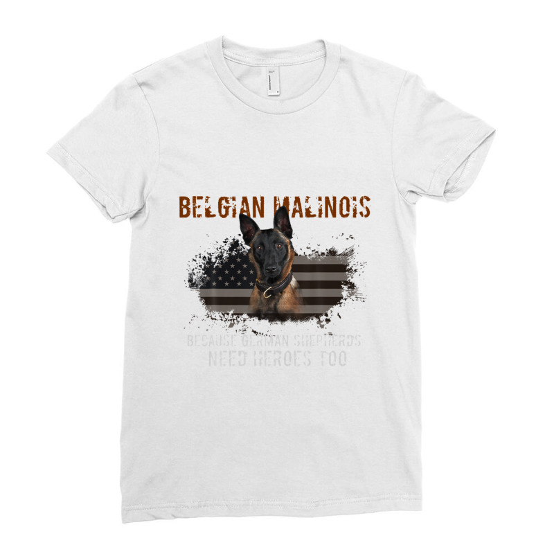 Belgian Malinois American Flag Funny Dog Gift Ladies Fitted T-Shirt by GindhiArt | Artistshot