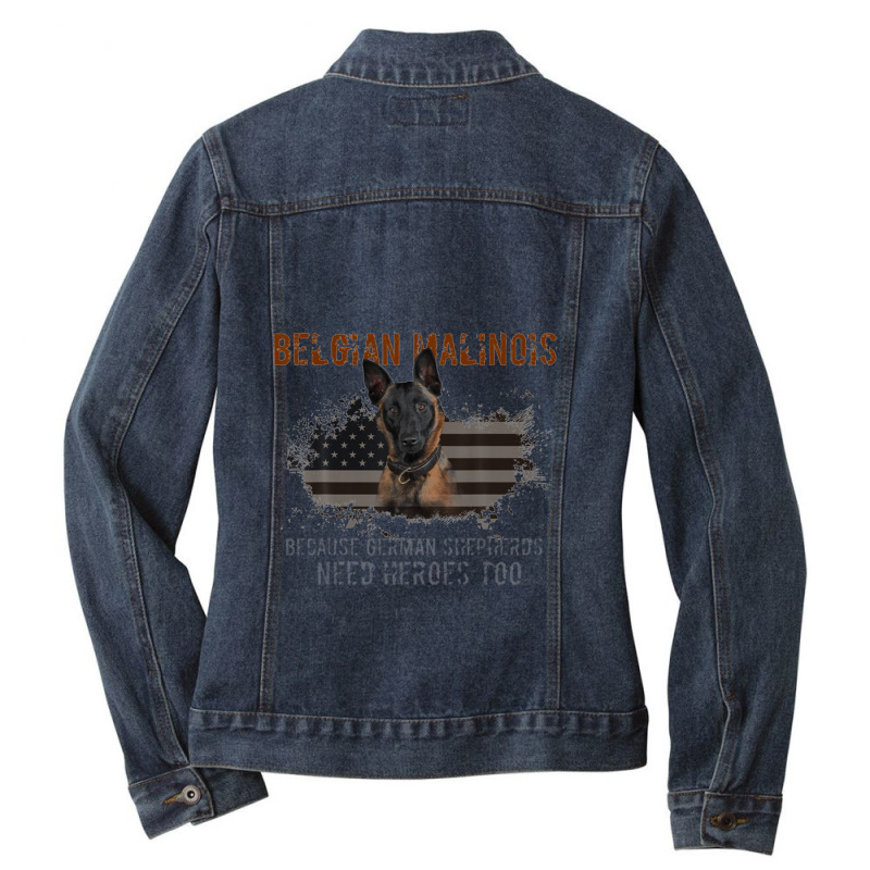 Belgian Malinois American Flag Funny Dog Gift Ladies Denim Jacket by GindhiArt | Artistshot