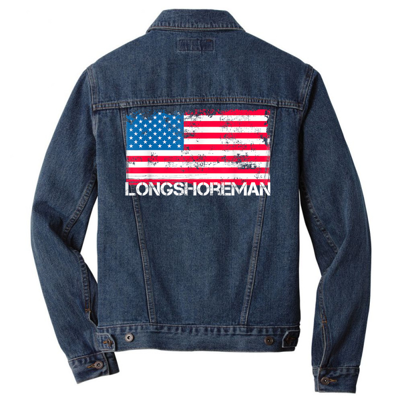 Patriotic Longshoreman Vintage Us Flag T Shirt Men Denim Jacket | Artistshot