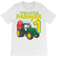 Kids 1 Year Old Green Farm Tractor Birthday Party Farmer 1st Gift T Sh T-shirt | Artistshot