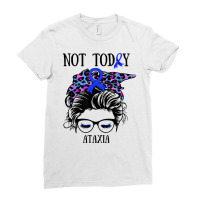 Not Today Ataxia Messy Bun Warrior Women Girl Blue Bandana T Shirt Ladies Fitted T-shirt | Artistshot