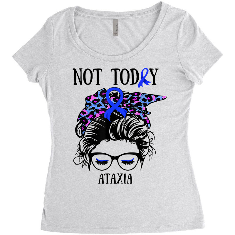 Not Today Ataxia Messy Bun Warrior Women Girl Blue Bandana T Shirt Women's Triblend Scoop T-shirt by johnjosephmenk | Artistshot