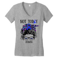 Not Today Ataxia Messy Bun Warrior Women Girl Blue Bandana T Shirt Women's V-neck T-shirt | Artistshot