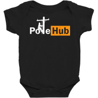 Pole Hub Lineman Line Worker Utility Pole Funny Lineman Fun T Shirt Baby Bodysuit | Artistshot