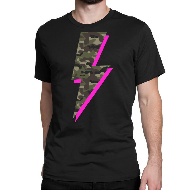 Lightning Bolt Camo Hot Pink Camouflage Graphic Print Sweatshirt Classic T-shirt by farronpoppo | Artistshot