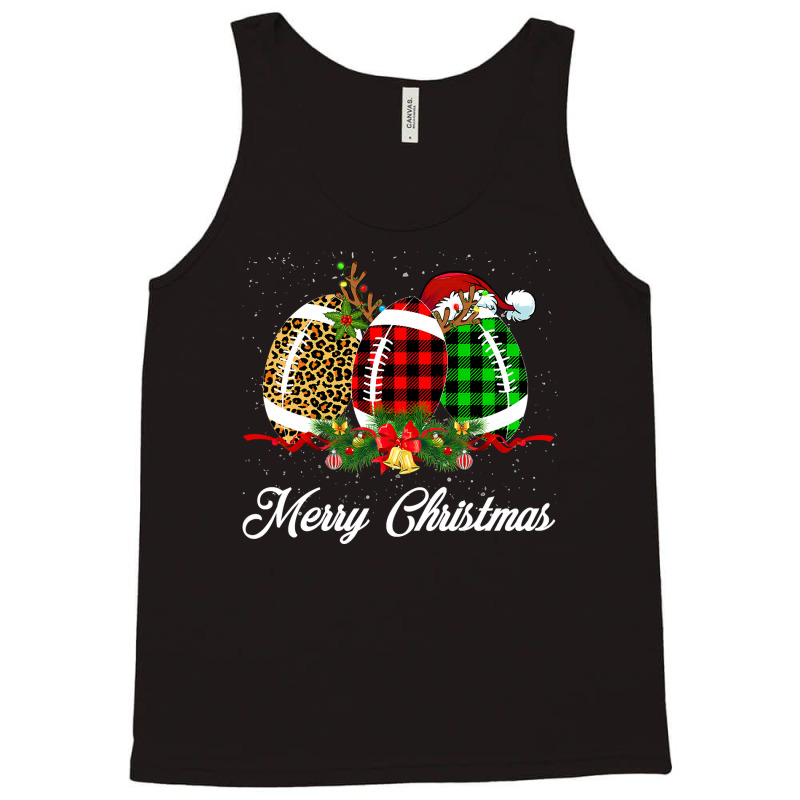 Football Football Ball Christmas Leopard Red Plaid Santa Hat Reindeer Tank Top by hopelessoon | Artistshot