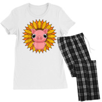 Farmer Sunflower Piglet Farm Animal Farming Cute Pig T Shirt Women's Pajamas Set | Artistshot