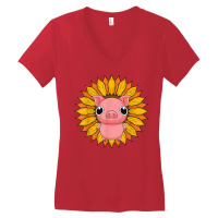 Farmer Sunflower Piglet Farm Animal Farming Cute Pig T Shirt Women's V-neck T-shirt | Artistshot