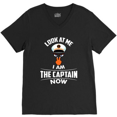 Boating I Am The Captain Now Eyes Hat Finger V-neck Tee Designed By Top One